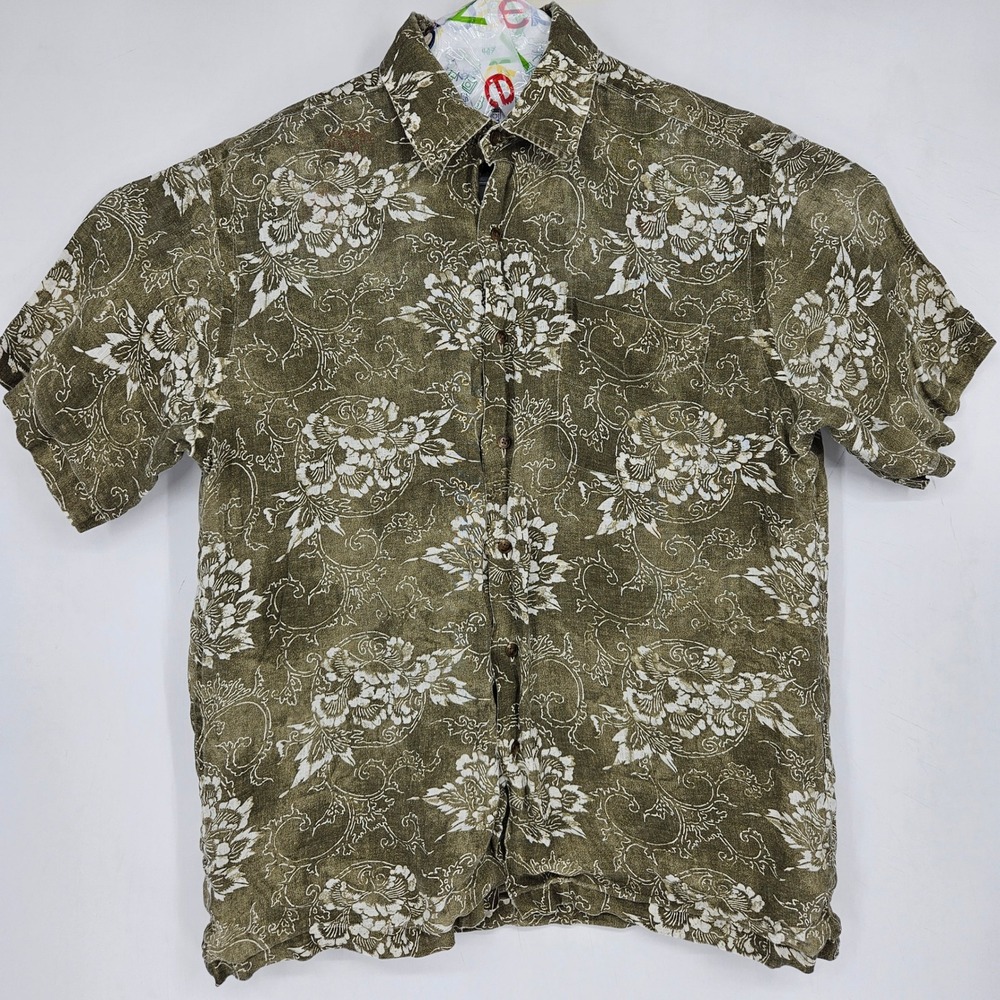 Vintage Polo Ralph Lauren Shirt‎ Mens Large Lance Button Up Linen Hawaiian